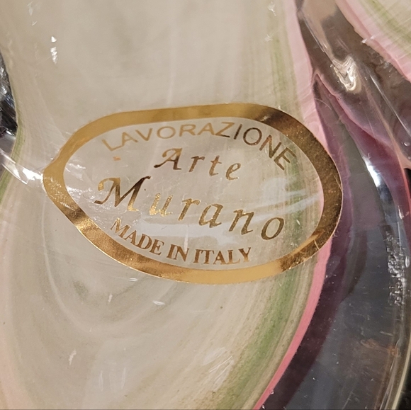 Murano Glass Flower with Pink and Cream Accents, Made In Italy - Picture 2 of 14